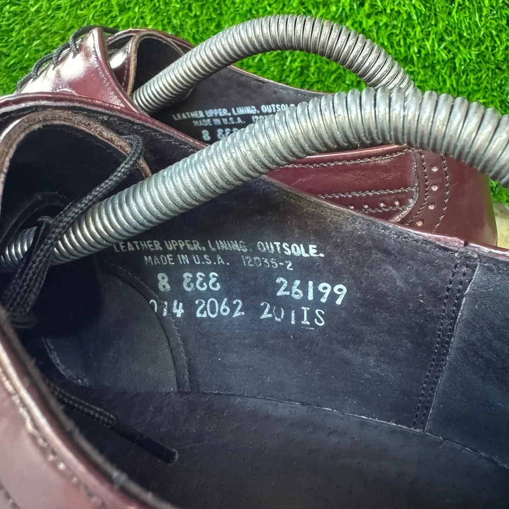 Vintage 90s Allen Edmonds Wingtip Oxford Shoes Workwear Burgundy 8 Wide